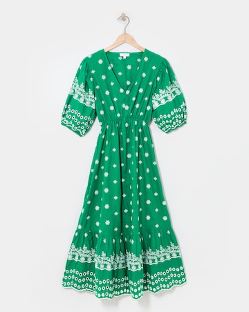 Contrast Broderie Tea Dress