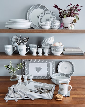 Waterside 80 Piece Grey Heart Combo Dinner Set