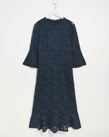 Joanna Hope Fluted Sleeve Stretch Lace Midi Dress