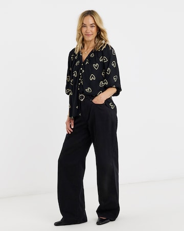 Collarless Button Through Blouse