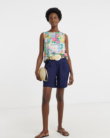 Linen Mix Sleeveless Shell Top