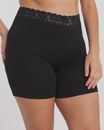 Pretty Secrets 2 Pack Cotton Comfort Lace Trim Shorts- Black/Black