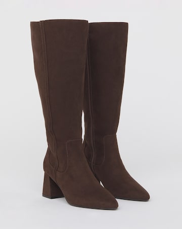 Soprano Block Heel Pointed Knee High Boots - Wide Fit (E) & Curvy Calf