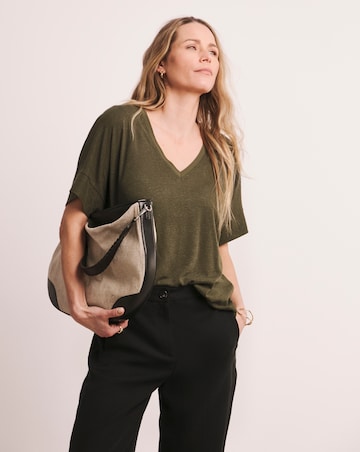 Anthology V neck Drop Shoulder Linen T-shirt