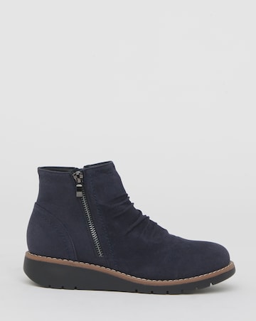 Heavenly Soles Roisin Low Wedge Ruched Boots With Zip - Extra Wide Fit (EEE)