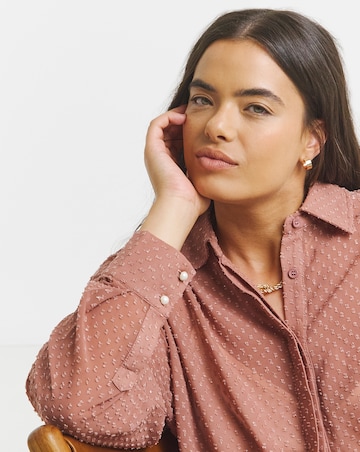 Simply Be Rose Textured Dobby Shirt with Pearl Detail
