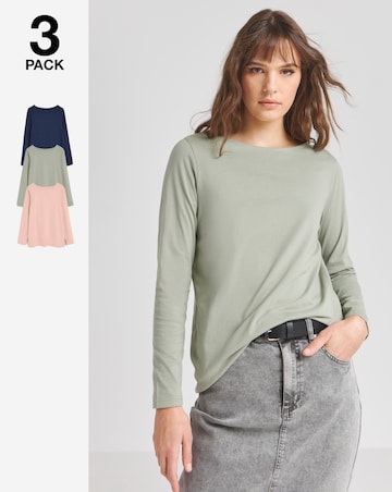 Navy,Sage & Peach 3 Pack Slash Neck Tops