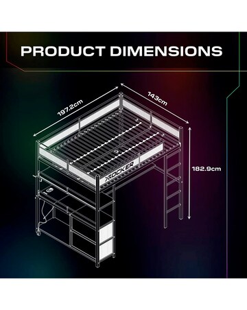 X Rocker Battlebunk XL RGB Double High Sleeper Bed