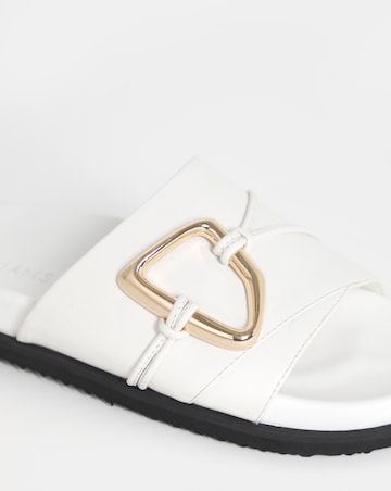 Utica Oversized Trim Leather Mule Sandals - Extra Wide Fit (EEE)