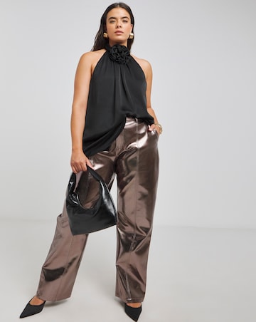 Joanna Hope Bronze Metallic PU Trousers