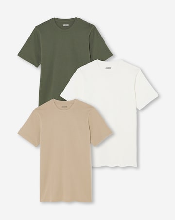 3 Pack Crew Neck T-Shirts Long - Neutral