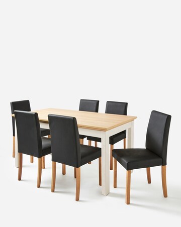 Julipa Ashford Table with 6 Ava Faux Leather Chairs