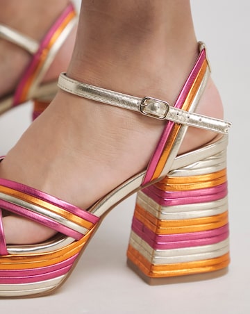 Lupin Multi Strap Platform Heels - Wide Fit (E)