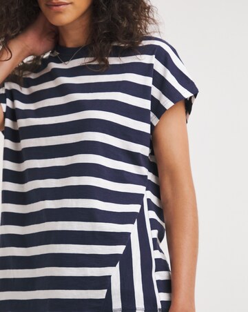 Navy & White Longline Stripe Cut About T-Shirt