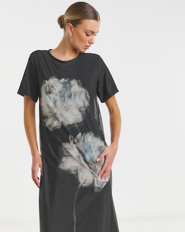 Flounce London Mesh Floral Midaxi Dress