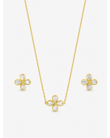 Jon Richard Gold Plated and Crystal Flower Bridal Set - Gift Box