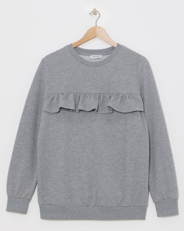 Grey Marl Frill Detail Sweatshirt