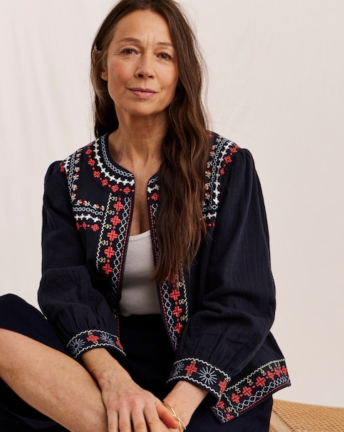 Julipa Cheesecloth Embroidered Jacket