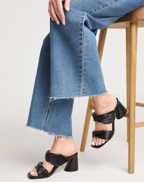 Milan Pleated Twist Strap Heeled Sandals - Extra Wide Fit (EEE)