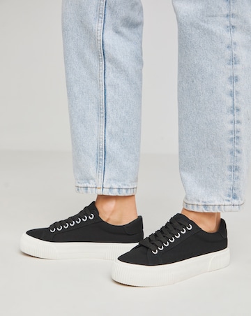 Sicilly Canvas Trainers Chunky Ribbed Sole - Extra Wide Fit (EEE)