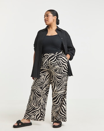 Simply Be Mono Print Spun Viscose Wide Leg Trousers