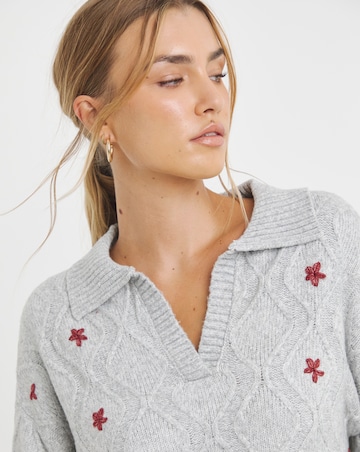 Native Youth Floral Applique Knitted Jumper Dress