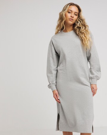 Grey Marl Midi Sweatshirt Dress