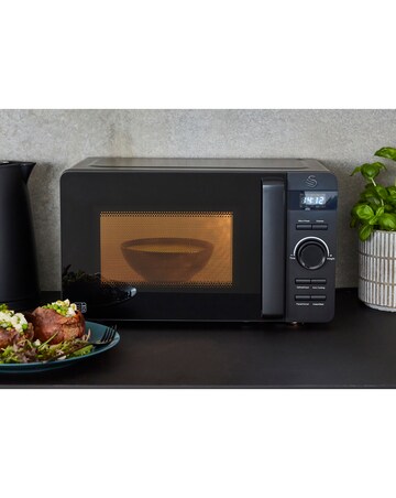 Swan SM22037LBLKN 20Litre Stealth Black Digital Microwave