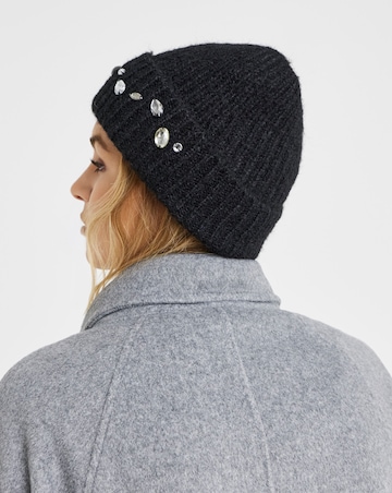 Jewel Embellished Hat & Handwarmer Set