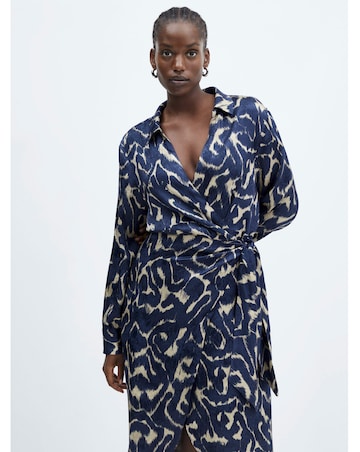 Mango Blue Printed Dress