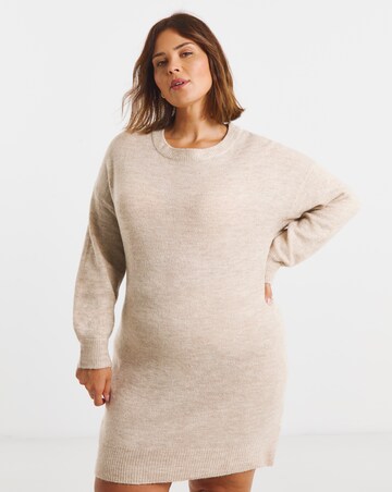 Simply Be Oatmeal Crew Neck Mini Dress