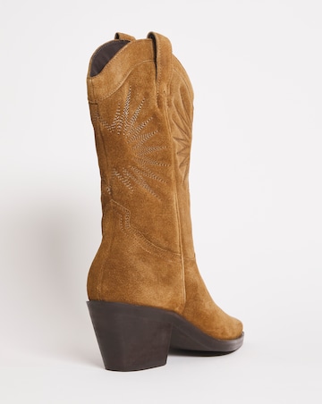 Maeve Suede Embroidered Western Cowboy Boots Ex Wide Fit Standard Calf