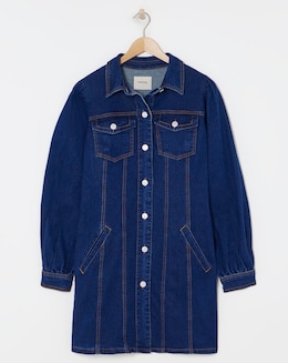 Indigo Long Sleeve Boxy Denim Mini Dress