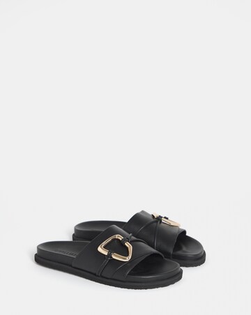 Utica Oversized Trim Leather Mule Sandals - Extra Wide Fit (EEE)