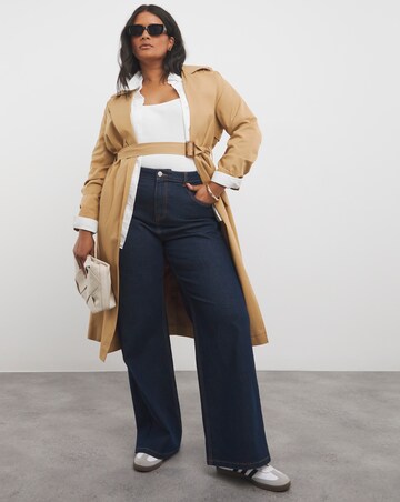 Indigo Contrast Stitch Wide Leg Jeans