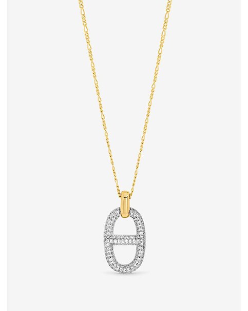 Jon Richard 18K Gold Plated Two Tone Pave Link Necklace