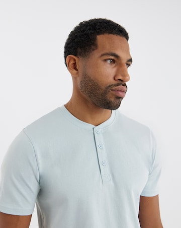 Pure Cotton Grandad T-Shirt Long- Light Blue