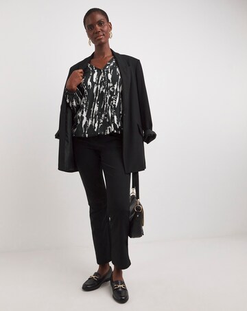 Mono Print Wrap Bubble Hem Long Seeve Top