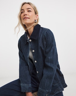 Indigo Cord Collar Denim Barn Jacket