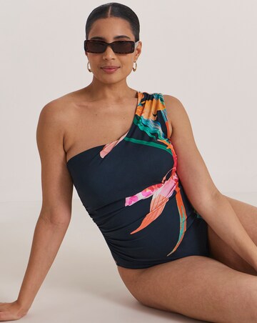 Magisculpt Statement Floral Print One Shoulder Swimsuit