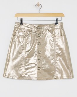 Simply Be X Twisted Wunder Gold Denim Mini Skirt