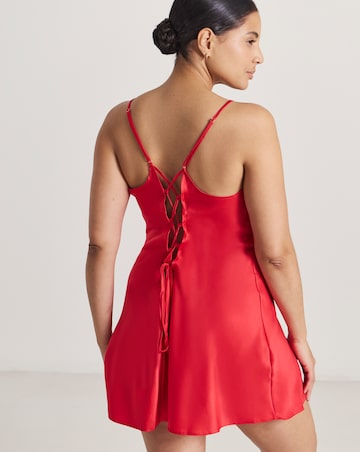 Ann Summers Cherryann Satin And Lace Chemise Red