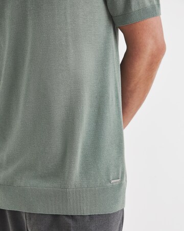 Folio Green Open Neck Knitted Polo