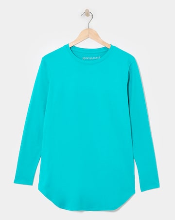 Aqua Crew Neck Longline Top