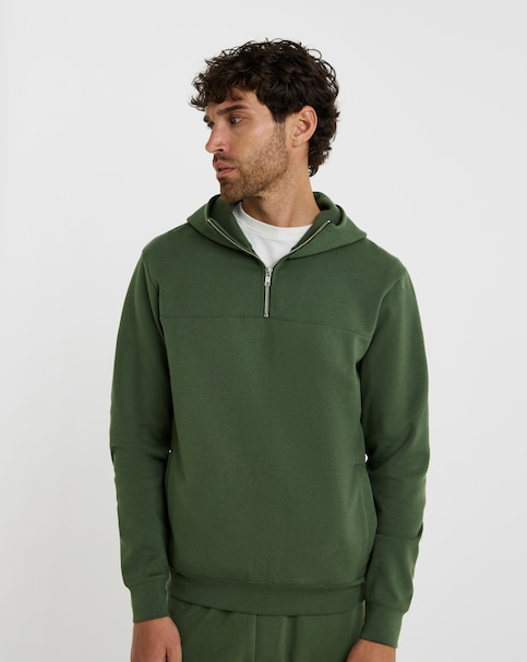 Folio Interlock 1/4 Zip Hoodie-Khaki
