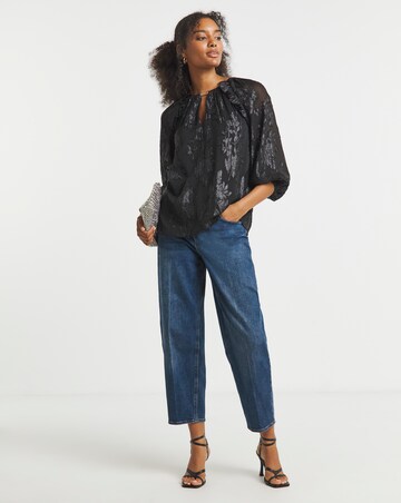 Joanna Hope Long Sleeve Lurex Blouse