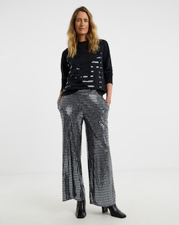Silver Hot Fix Wide Leg Trouser
