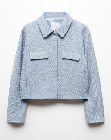 Mango Cropped Tweed Jacket with Pockets