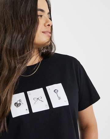Simply Be Black Playing Cards Graphic Slim Fit T-Shirt