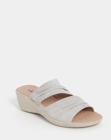 Cushion Walk Pink Ruched Wedge Mules - Wide Fit (E)